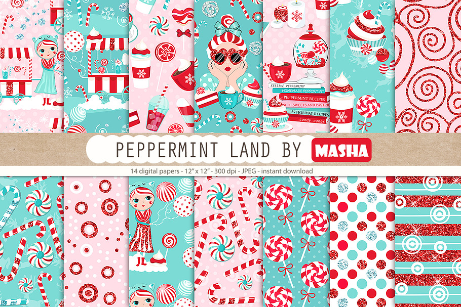 PEPPERMINT LAND digital papers in Patterns - product preview 8