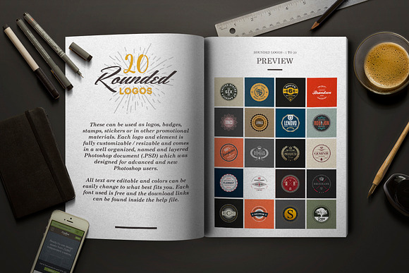 20 Rounded Logos Badges in Logo Templates - product preview 1