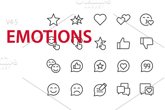 100 Emotions UI icons in Graphics - product preview 3