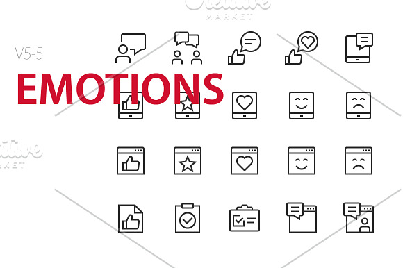 100 Emotions UI icons in Graphics - product preview 4
