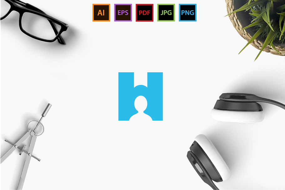H Human in Logo Templates - product preview 8