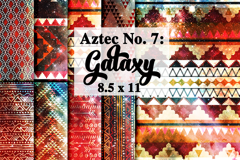 Tribal Aztec Galaxy Digital Paper