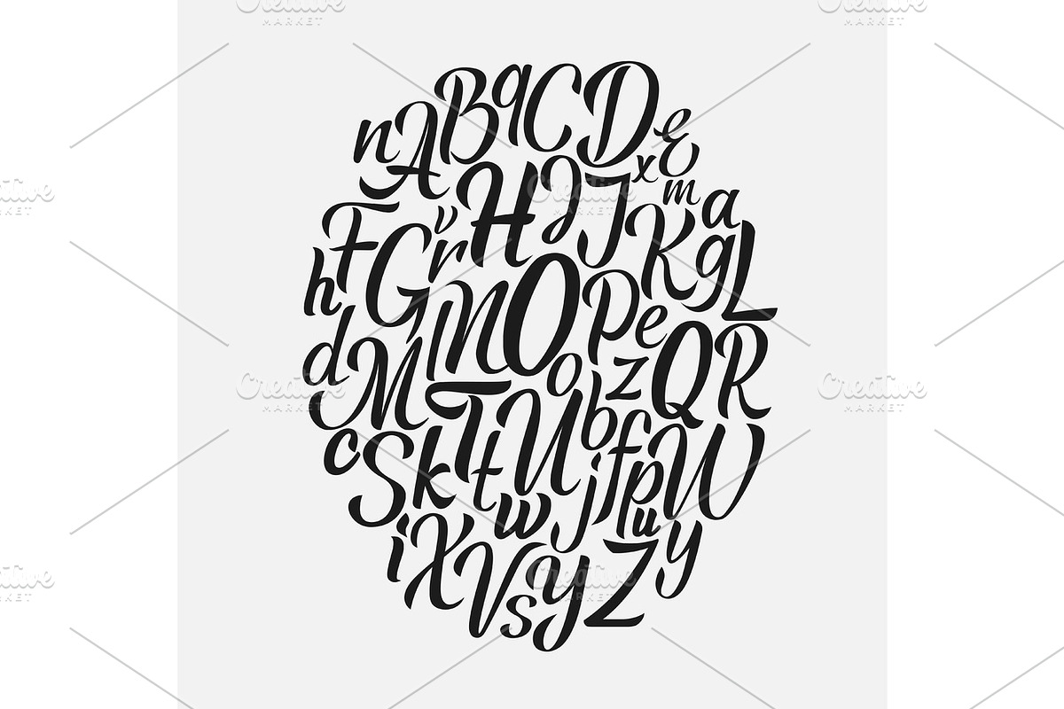 Hand drawn lettering font. Brush script calligraphy cursive type. Handwritten vector aphabet. in Illustrations - product preview 8