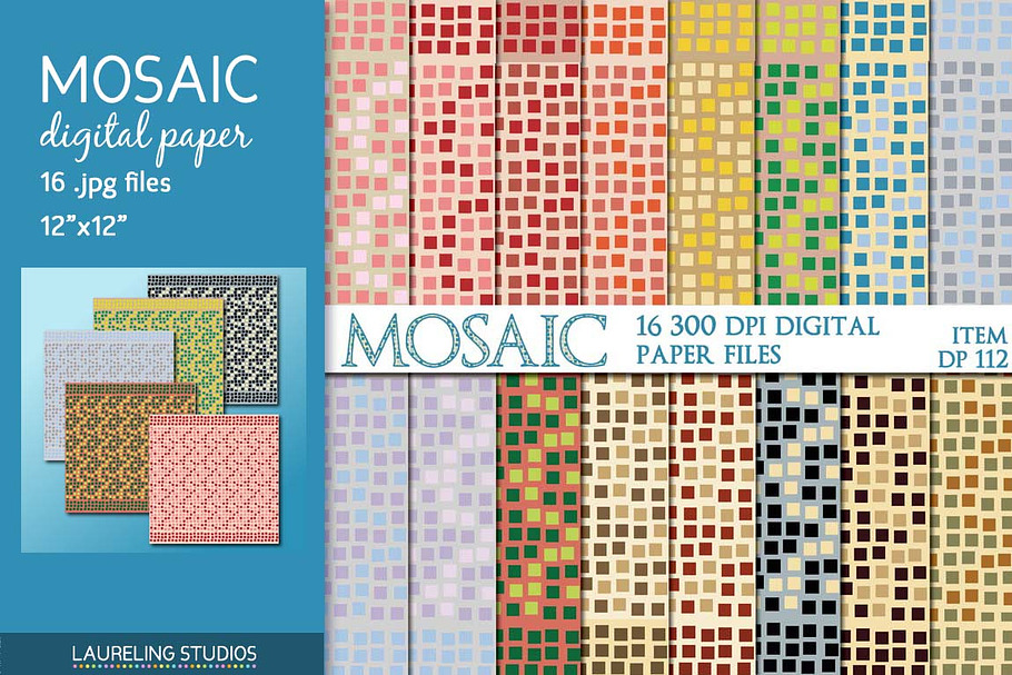 Mosaic digital paper pack in Patterns - product preview 8