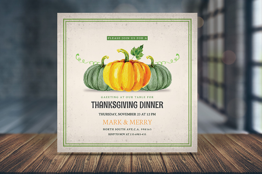 Thanksgiving Dinner Invitations Card in Card Templates - product preview 8