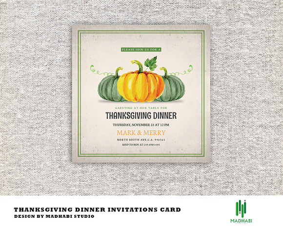 Thanksgiving Dinner Invitations Card in Card Templates - product preview 1