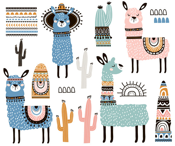 Llama cute tribal collection in Illustrations - product preview 5
