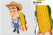 3D Farmer Holding Corn Cob