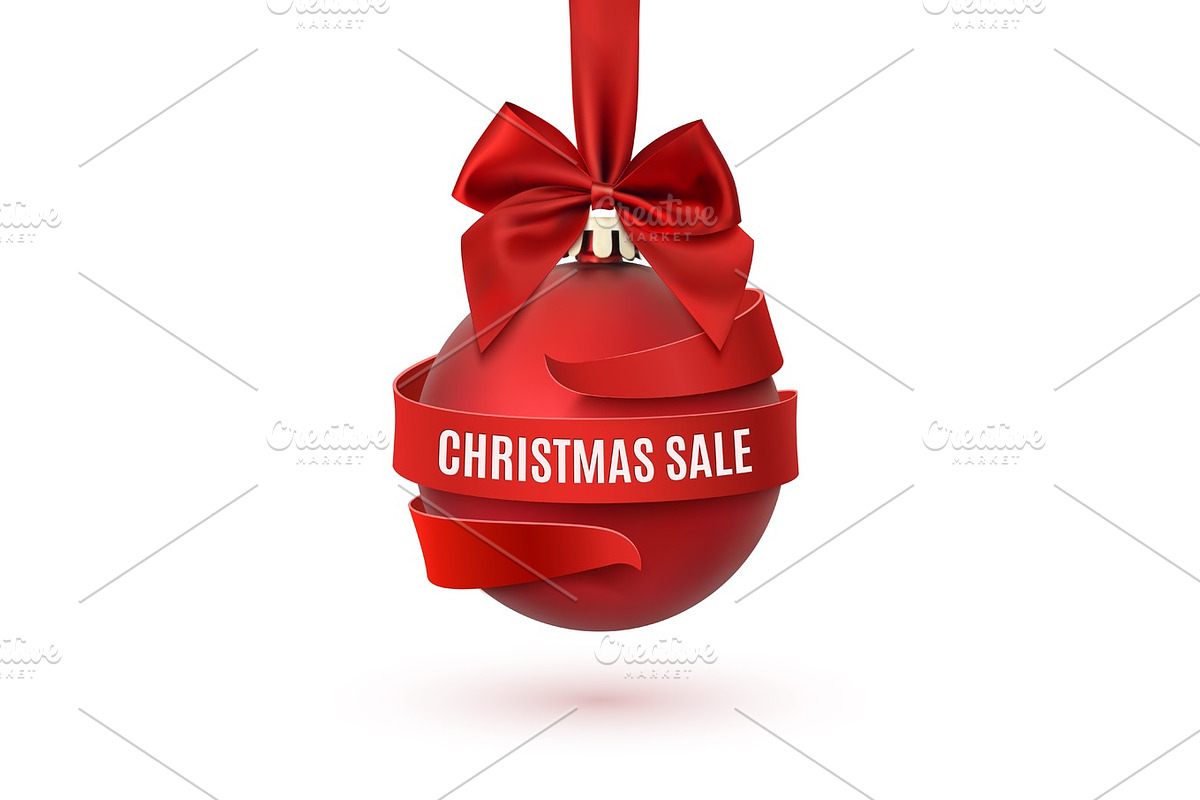 Christmas sale, decoration with red bow and ribbon. in Objects - product preview 8