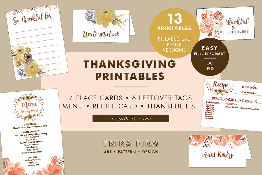 Thanksgiving Printables Bundle in Card Templates - product preview 8