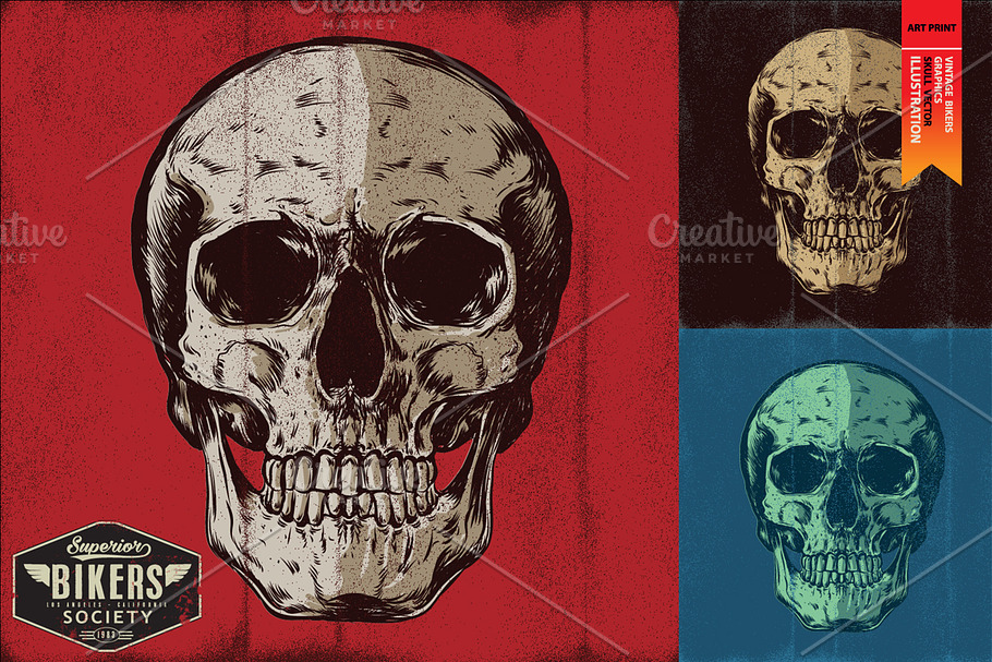 SUPERIOR BIKER - Skull illustration in Illustrations - product preview 8