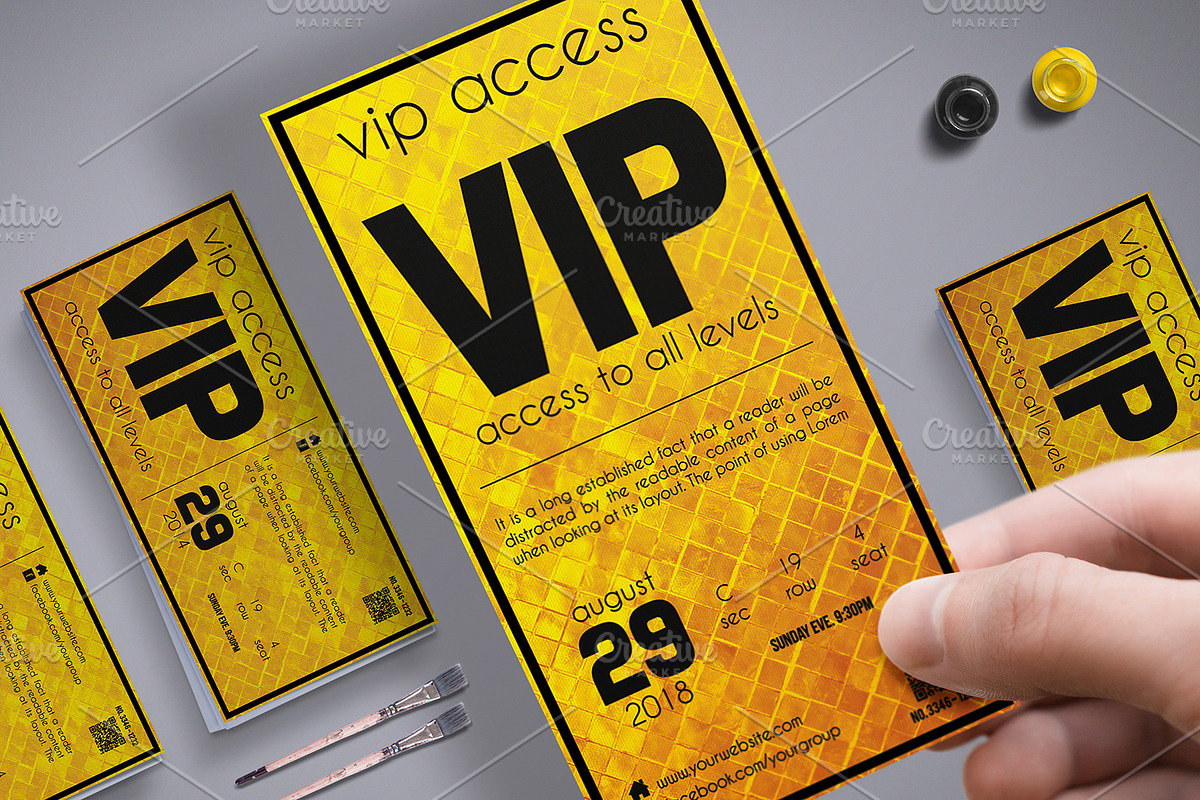 Golden Style VIP Pass Card in Card Templates - product preview 8