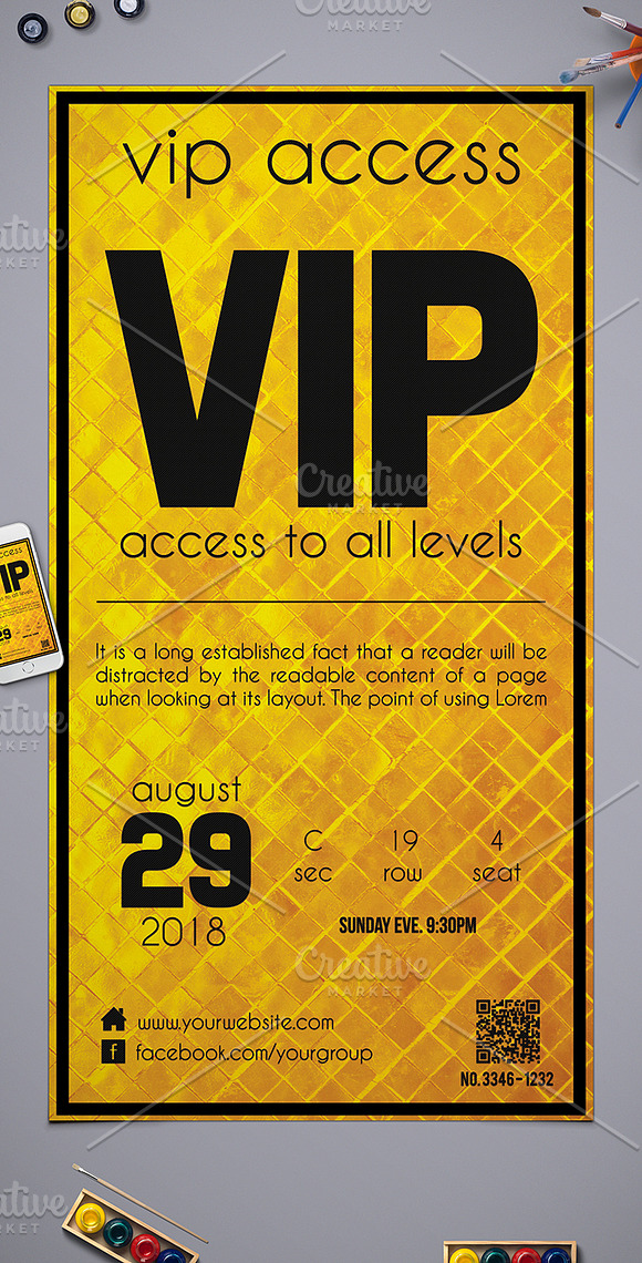Golden Style VIP Pass Card in Card Templates - product preview 2