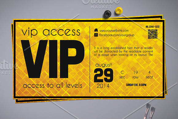 Golden Style VIP Pass Card in Card Templates - product preview 4