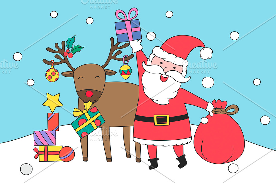 Santa Claus and Reindeer vector in Illustrations - product preview 8