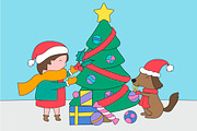 Kid with Christmas tree