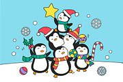 Dancing Christmas penguins vector