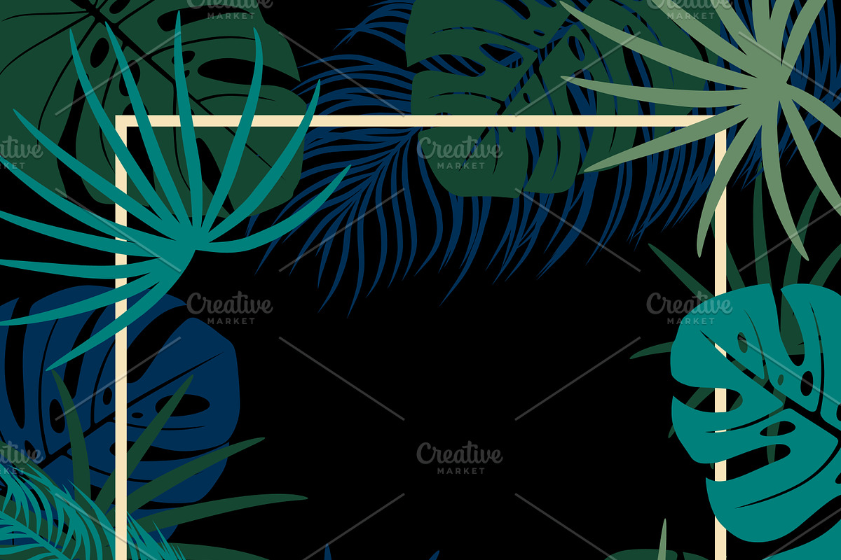 Tropical leaves with copy space in Illustrations - product preview 8