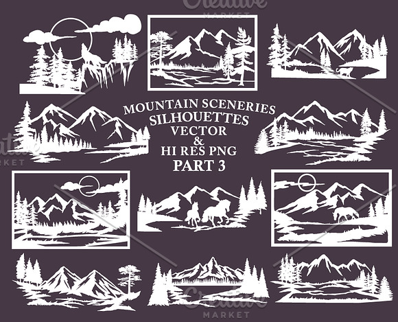 Mountain Sceneries Vector Pack in Illustrations - product preview 1