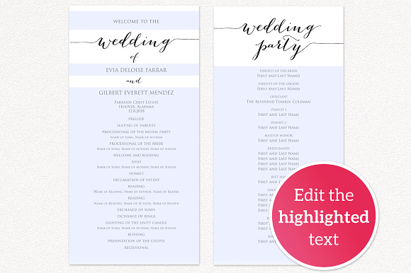 Wedding Program Template in Stationery Templates - product preview 2