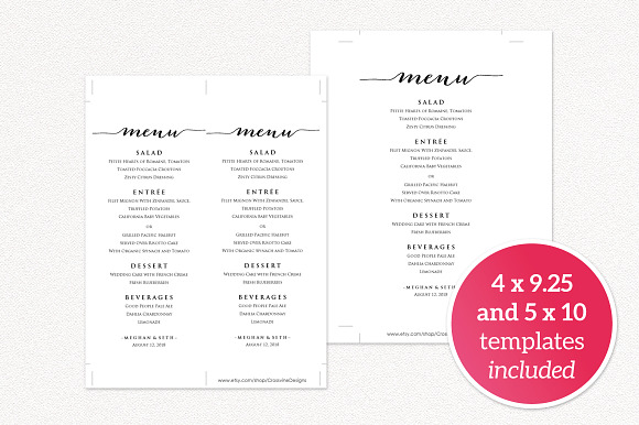 Wedding Reception Menu Template in Stationery Templates - product preview 1