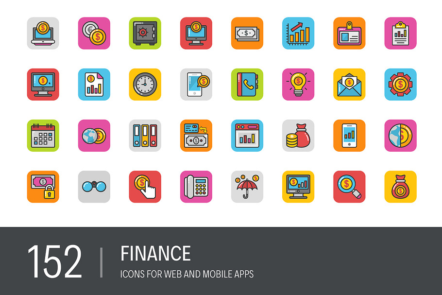 152 Finance Icons in Graphics - product preview 8
