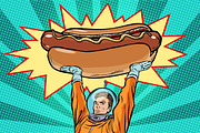 Cosmonaut and hot dog fast food