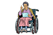 Caucasian elderly woman disabled person in a wheelchair