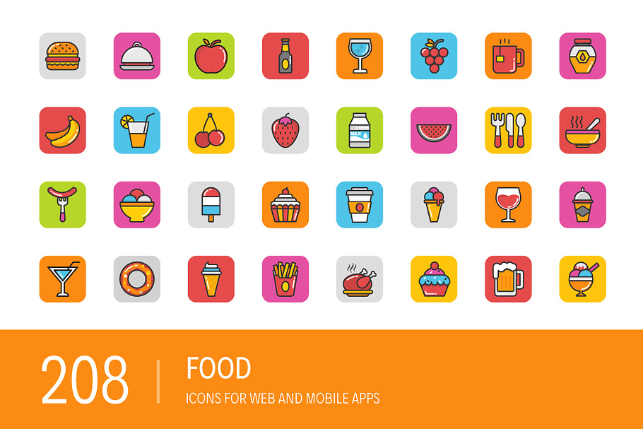 208 Food Icons in Icons - product preview 8