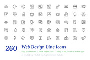 260 Web Design Line Icons