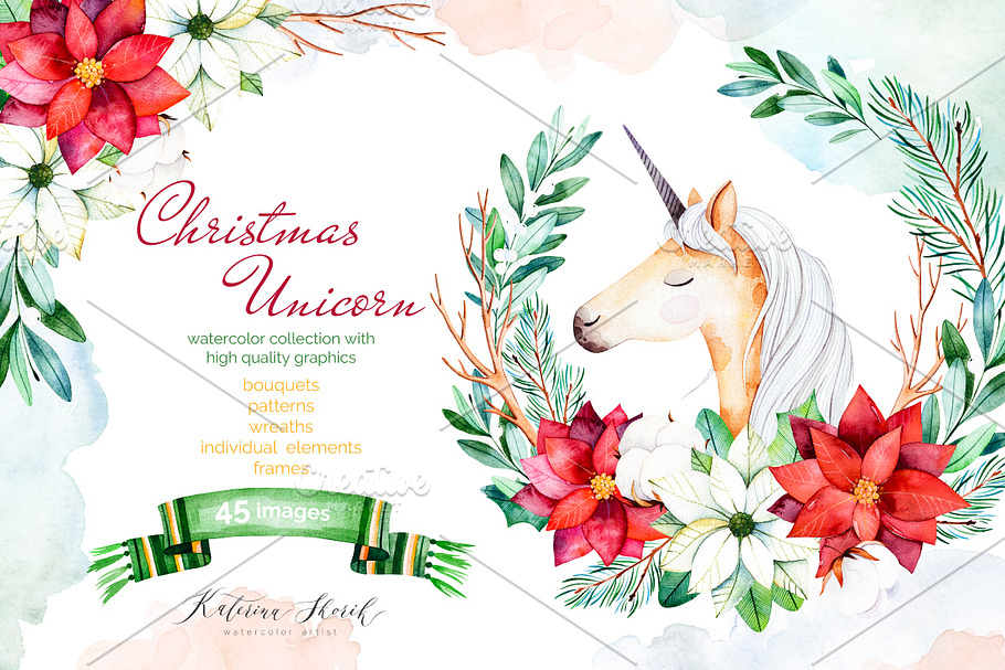 Christmas Unicorn. in Illustrations - product preview 8
