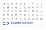 240 Education and School Line Icons