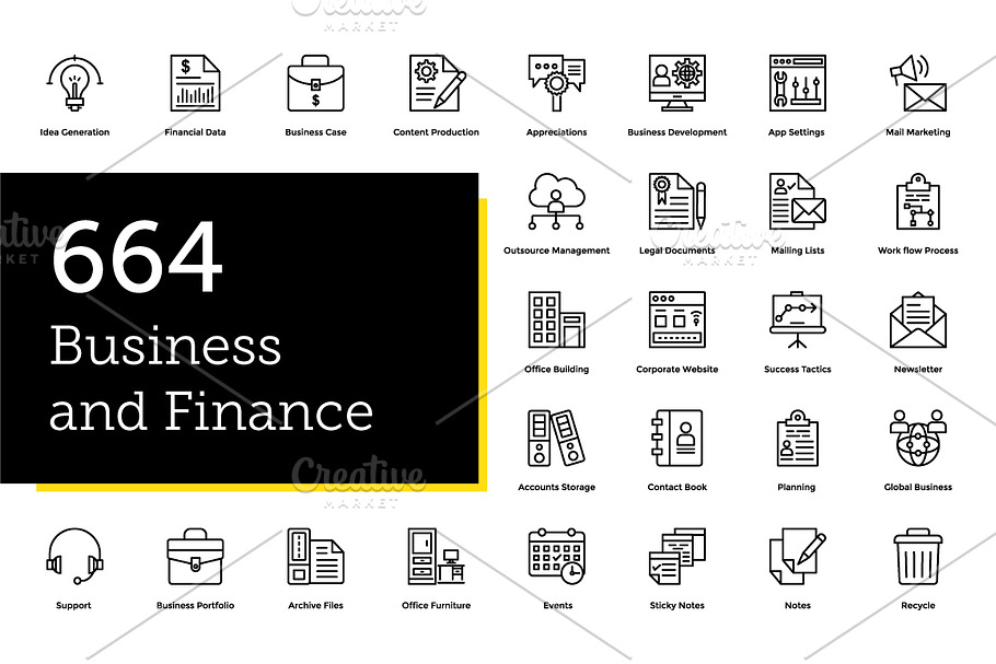 664 Business and Finance Line Icons