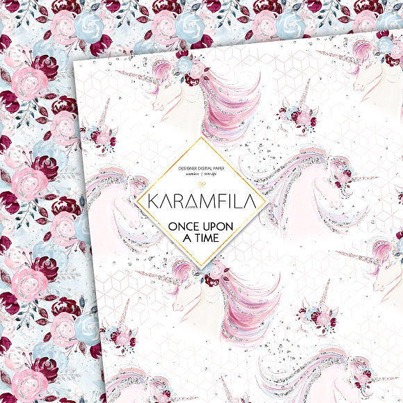 Rose Gold Burgundy Unicorn Patterns in Patterns - product preview 4
