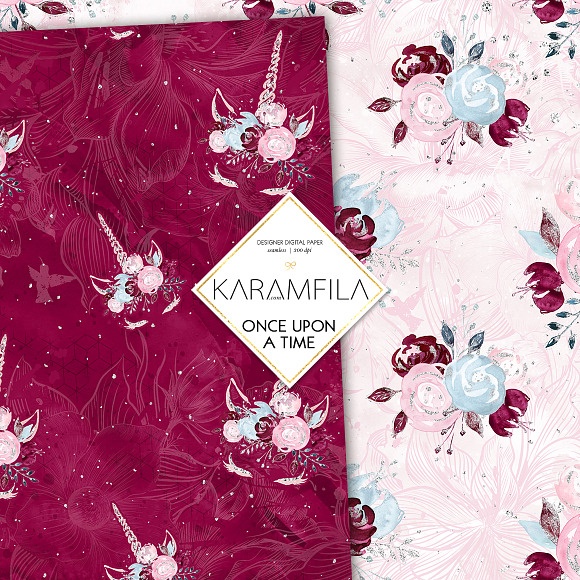 Rose Gold Burgundy Unicorn Patterns in Patterns - product preview 6