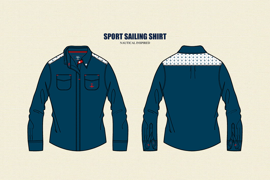Sport Sailing Shirt Vector Template in Illustrations - product preview 8