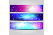 Set of banner with light rays