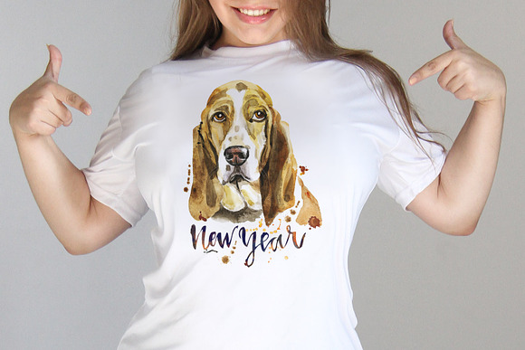 Watercolor dogs. New Year's set in Illustrations - product preview 1