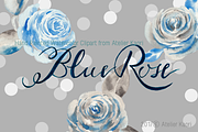 Vintage Blue Rose Clipart 