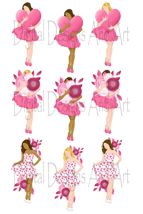 Valentine day girl in Illustrations - product preview 3