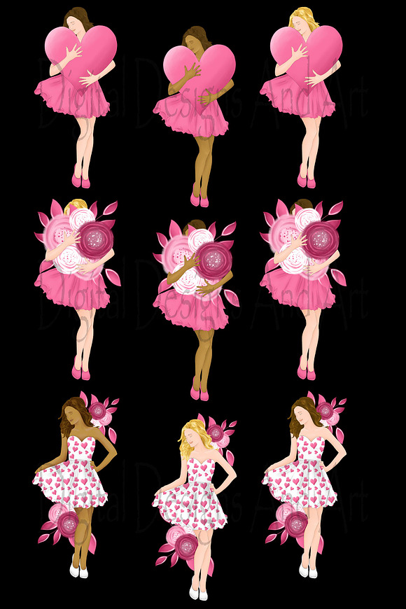 Valentine day girl in Illustrations - product preview 4