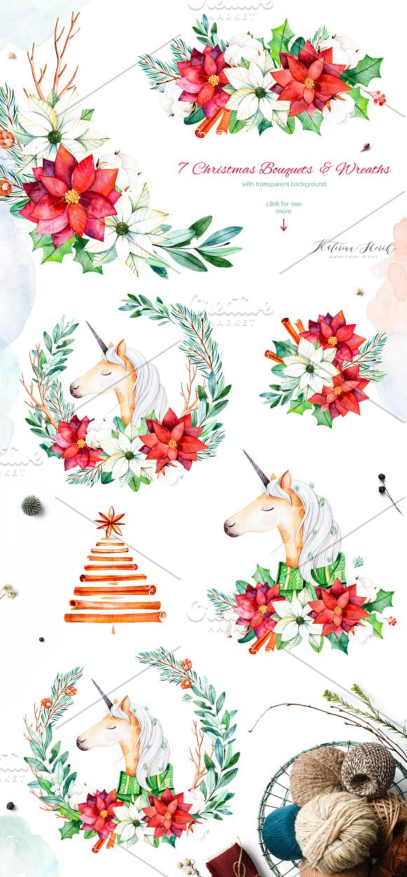 Christmas Unicorn. in Illustrations - product preview 4
