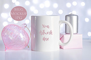 Christmas Mug mockup - white & pink