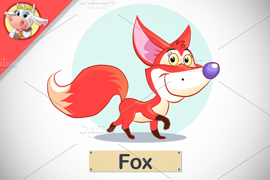 Funny Cute Fox. Vector