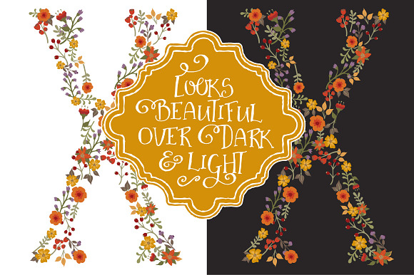Autum Floral Alphabet Vectors & PNGs in Illustrations - product preview 2