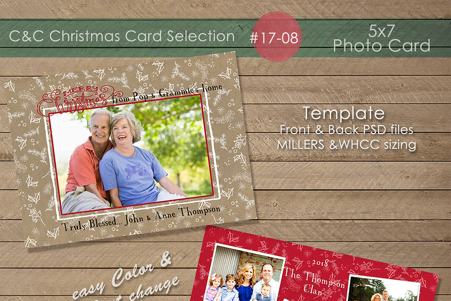Christmas Photo Card 17-08 in Card Templates - product preview 8