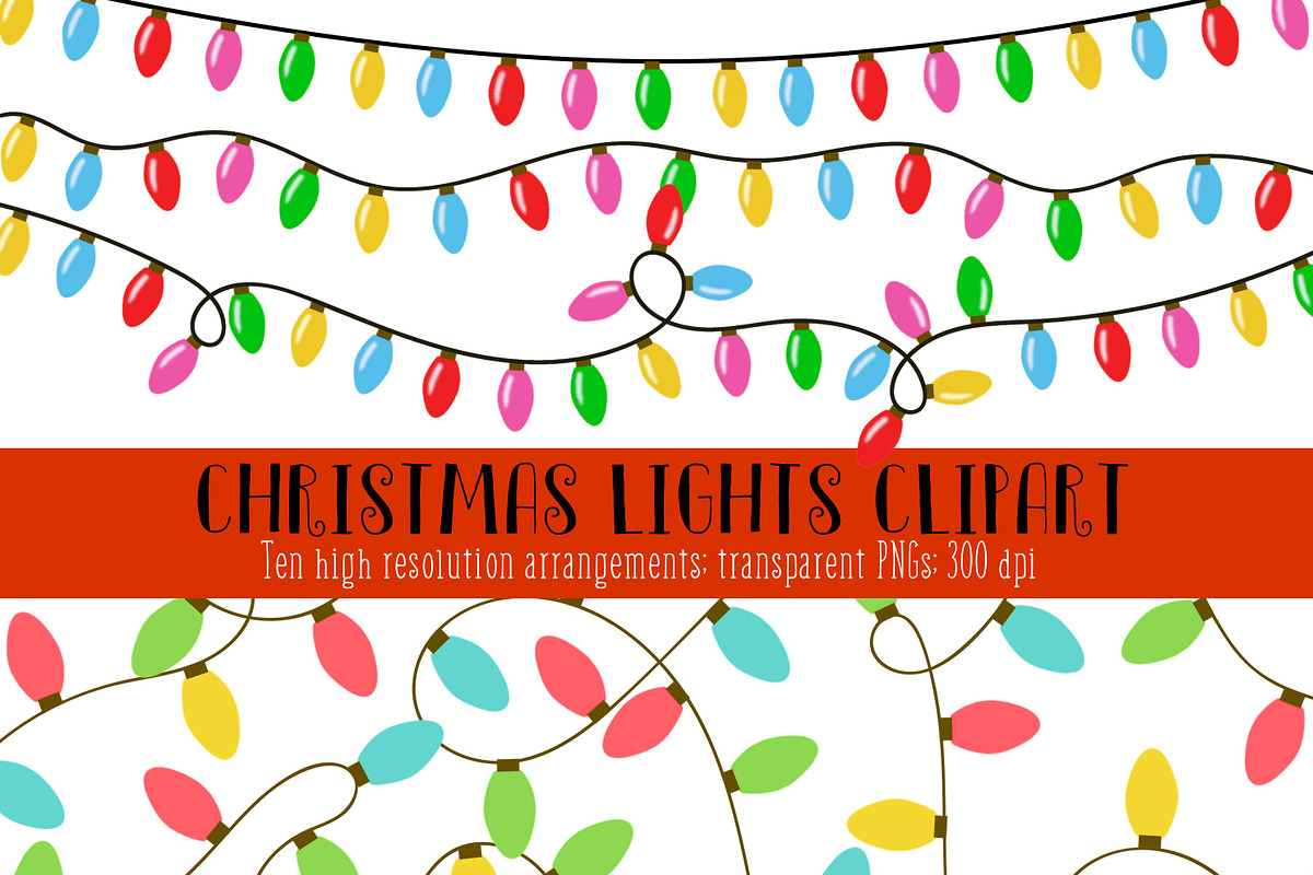 Christmas lights clipart in Illustrations - product preview 8