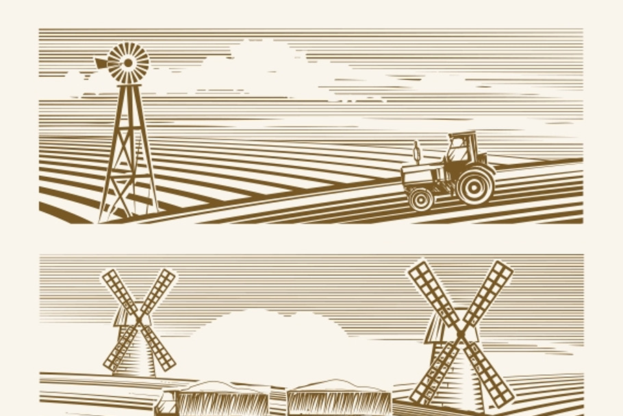 Agriculture landscapes in Illustrations - product preview 8