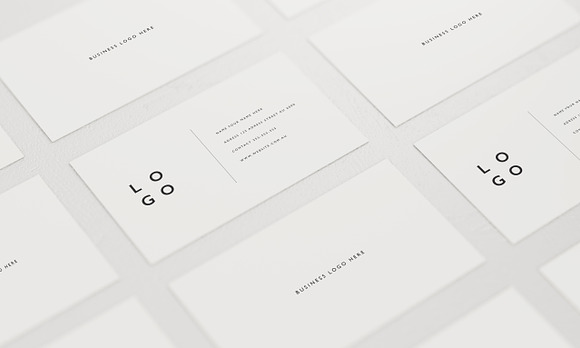 5 White Business Card Mockups in Print Mockups - product preview 3