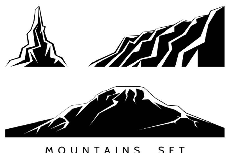 Mountains silhouettes set